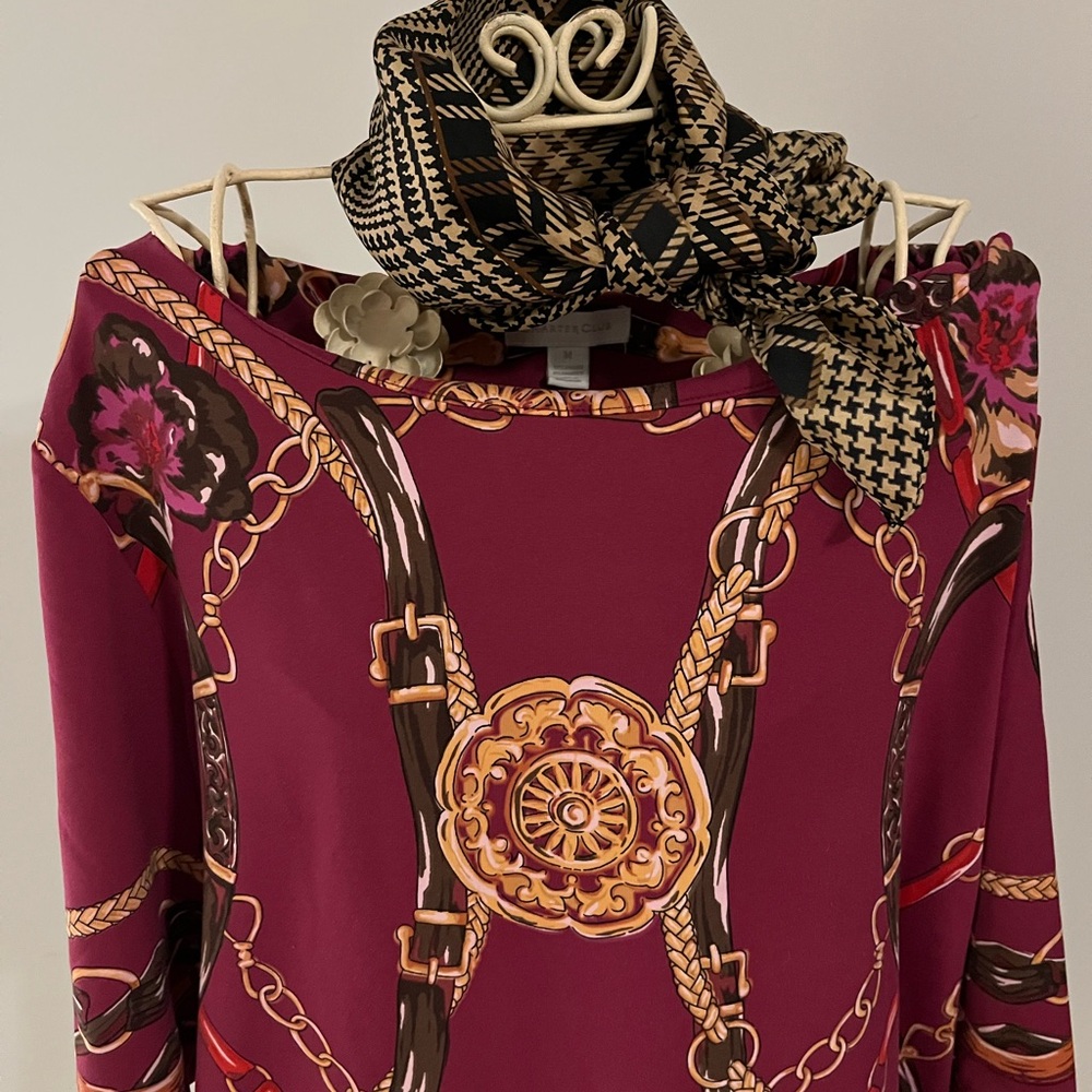 Chic Purple Chain Print Top Size M - Picture 7 of 7